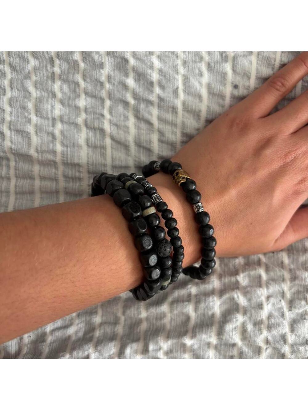Black lava rock bracelet with